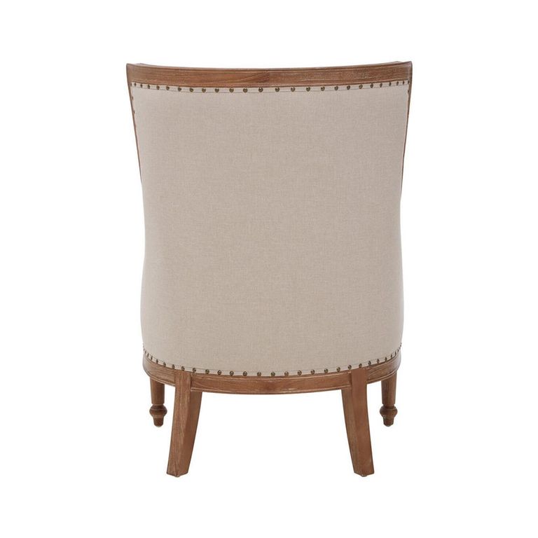 Cabra Armchair - Cream Fabric with Mahogany Wood Frame