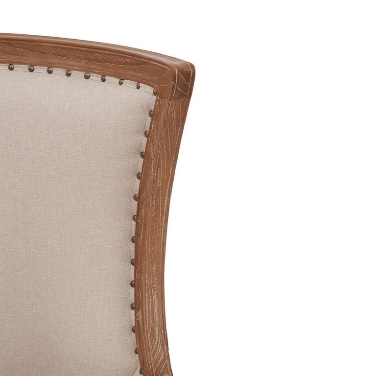 Cabra Armchair - Cream Fabric with Mahogany Wood Frame