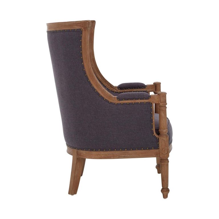 Cabra Armchair - Graphite Grey Fabric with Mahogany Wood Frame