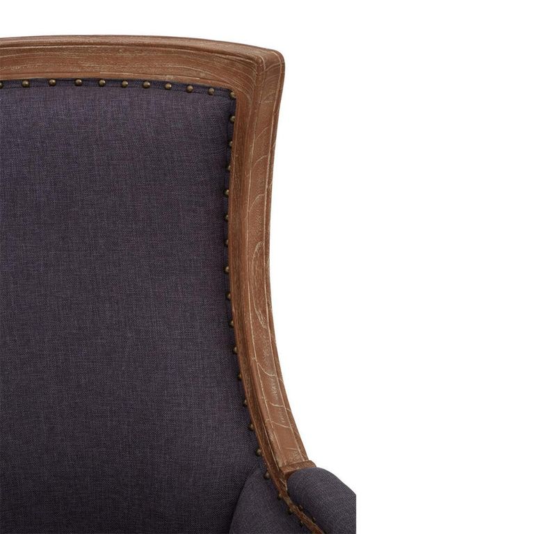 Cabra Armchair - Graphite Grey Fabric with Mahogany Wood Frame