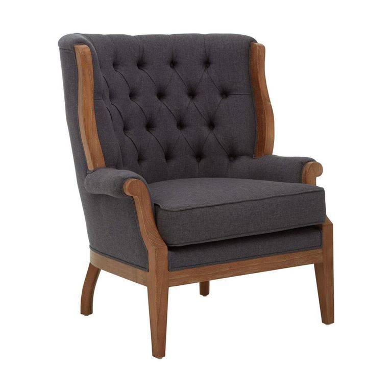Cabra Armchair - Graphite Grey Fabric with Wood