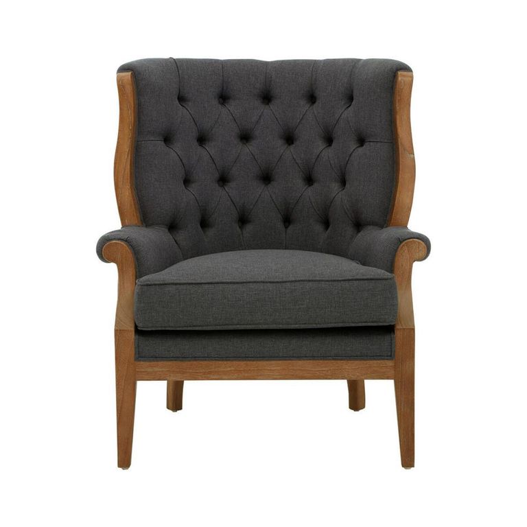 Cabra Armchair - Graphite Grey Fabric with Wood