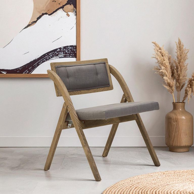 Cebu Folding Chair - Grey Wash - Padded - Elm Wood