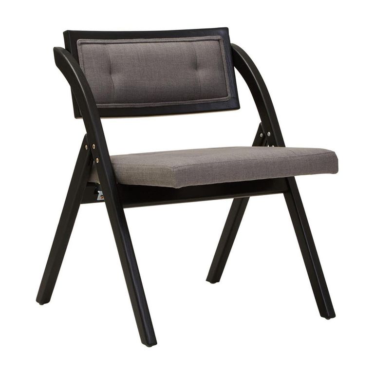Cebu Folding Chair - Grey Wash - Padded - Black Elm Wood
