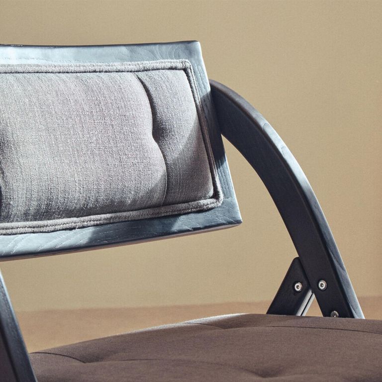 Cebu Folding Chair - Grey Wash - Padded - Black Elm Wood