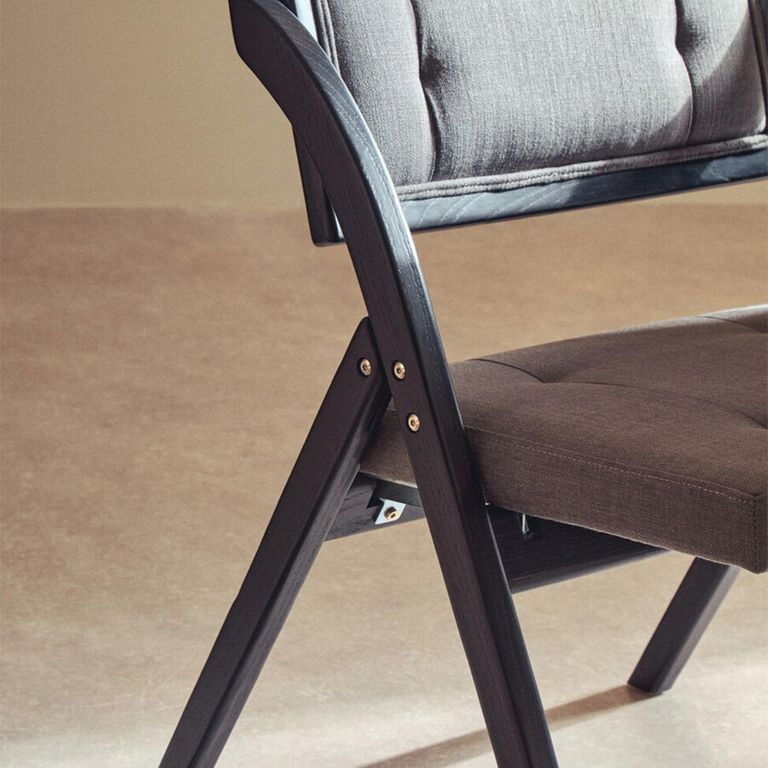 Cebu Folding Chair - Grey Wash - Padded - Black Elm Wood