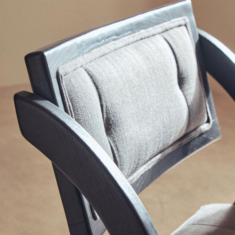 Cebu Folding Chair - Grey Wash - Padded - Black Elm Wood
