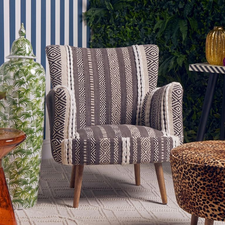 Cefena Armchair - Grey Fabric with Flared Arms