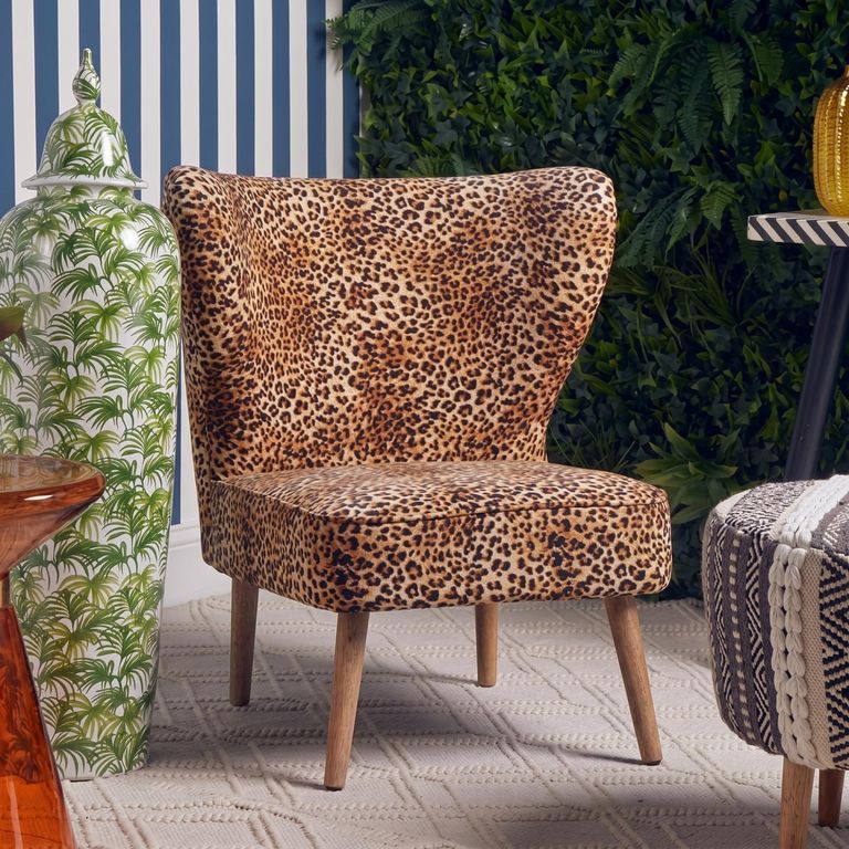 Cefena Chair - Leopard Print Velvet Fabric