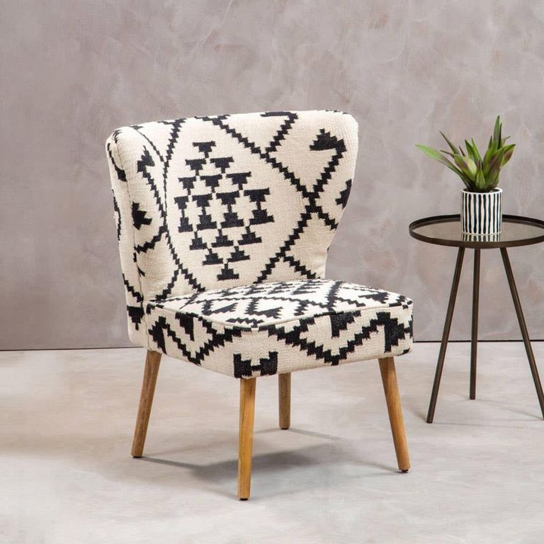 Cefena Chair - White and Black Fabric - Berber Style