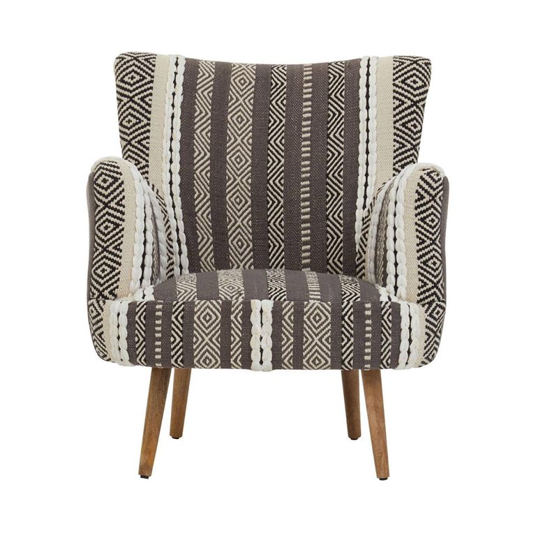 Cefena Armchair - Grey Fabric with Flared Arms