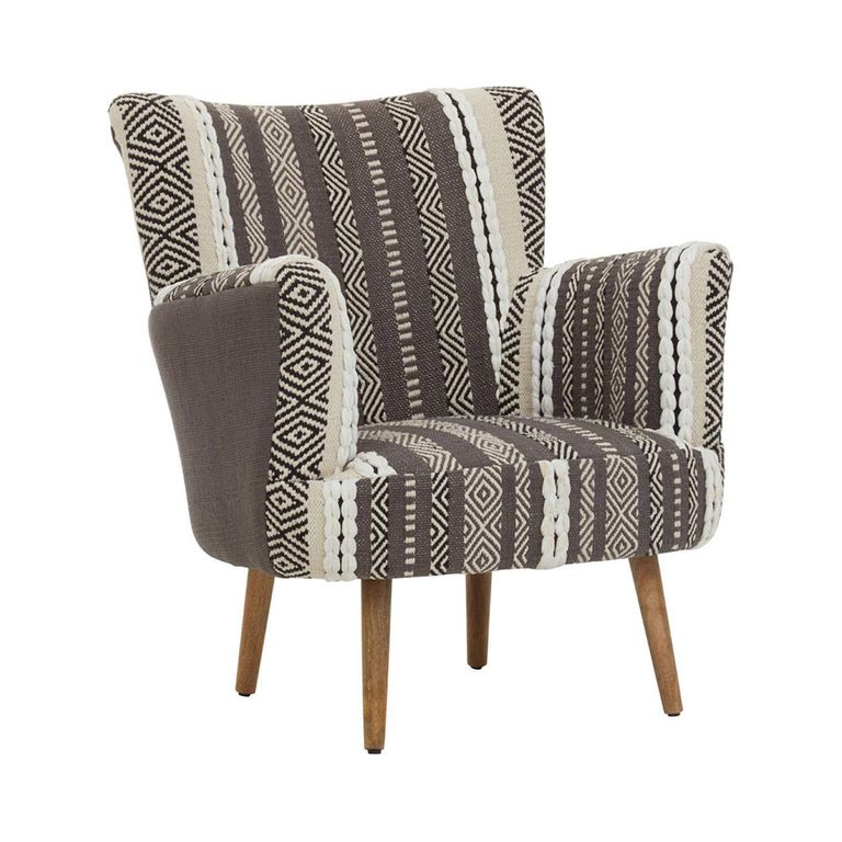 Cefena Armchair - Grey Fabric with Flared Arms