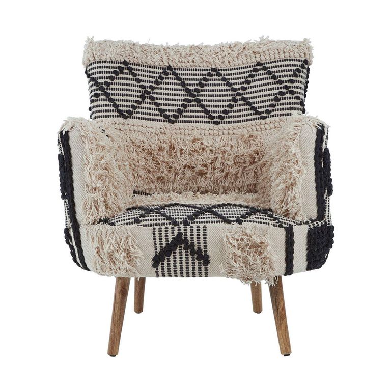 Cefena Armchair - White Fabric - Berber Style