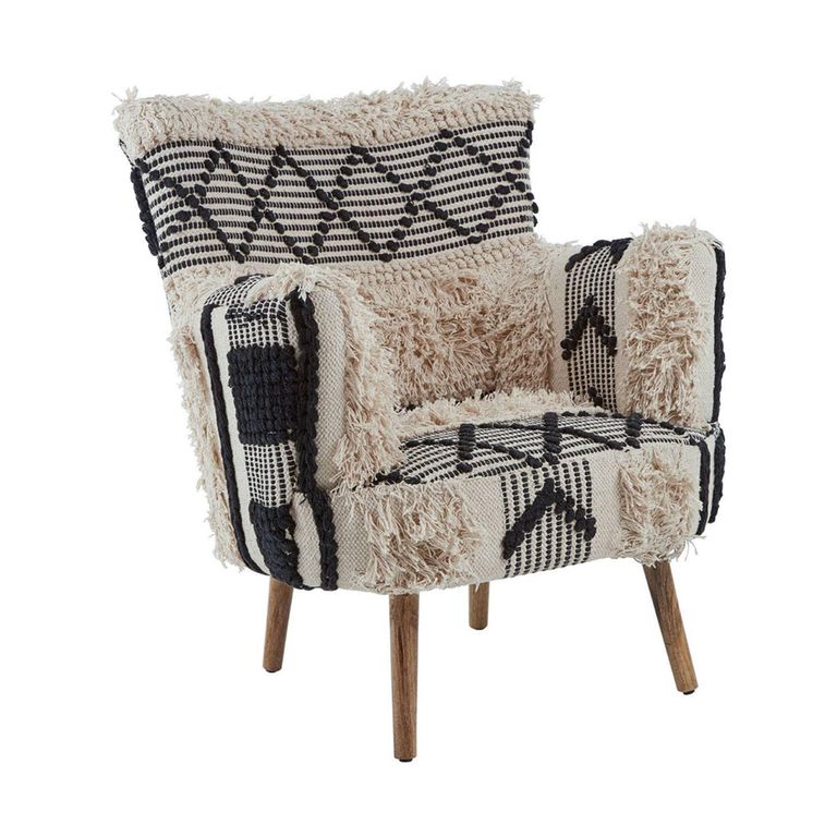 Cefena Armchair - White Fabric - Berber Style