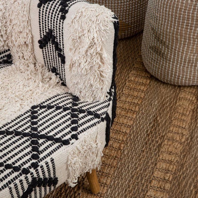 Cefena Armchair - White Fabric - Berber Style