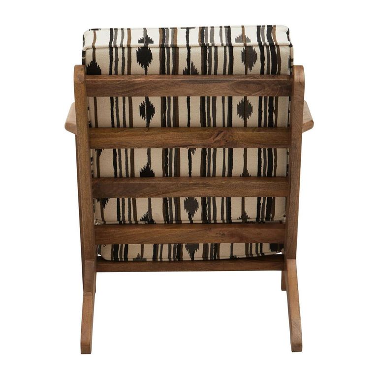Cefena Armchair - White and Black Fabric with Angular Arms