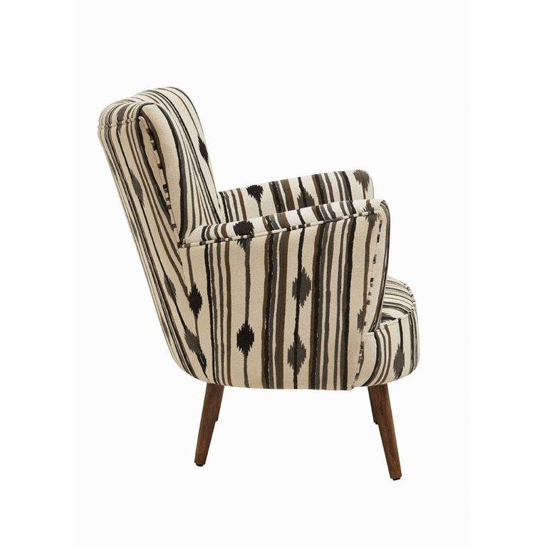 Cefena Armchair - White and Black Fabric with Flared Arms