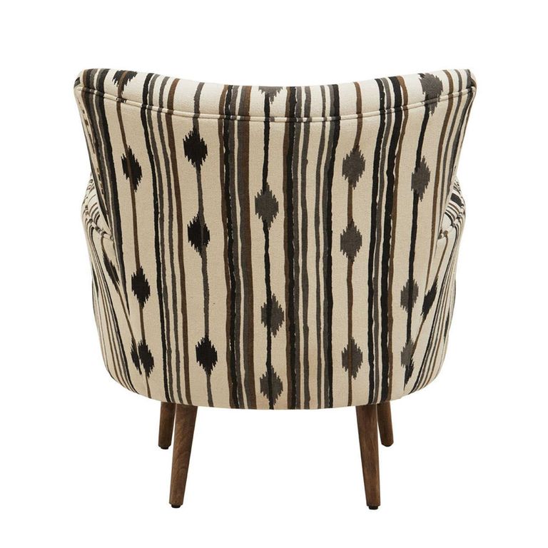 Cefena Armchair - White and Black Fabric with Flared Arms