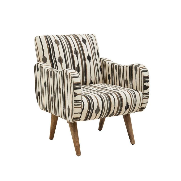 Cefena Armchair - White and Black Fabric with Straight Arms