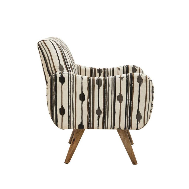 Cefena Armchair - White and Black Fabric with Straight Arms
