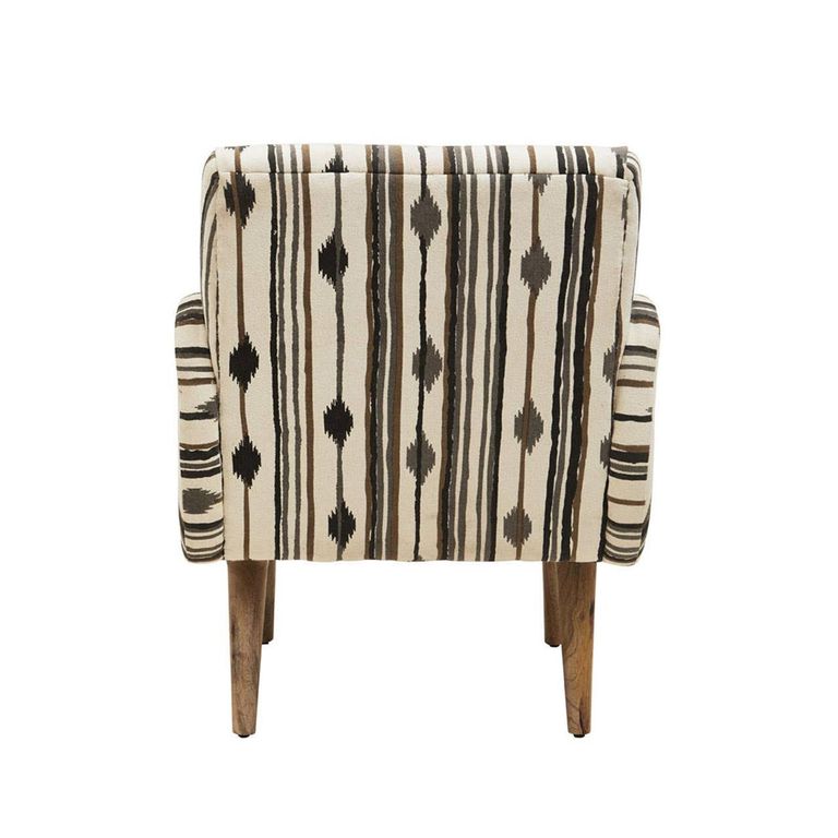 Cefena Armchair - White and Black Fabric with Straight Arms