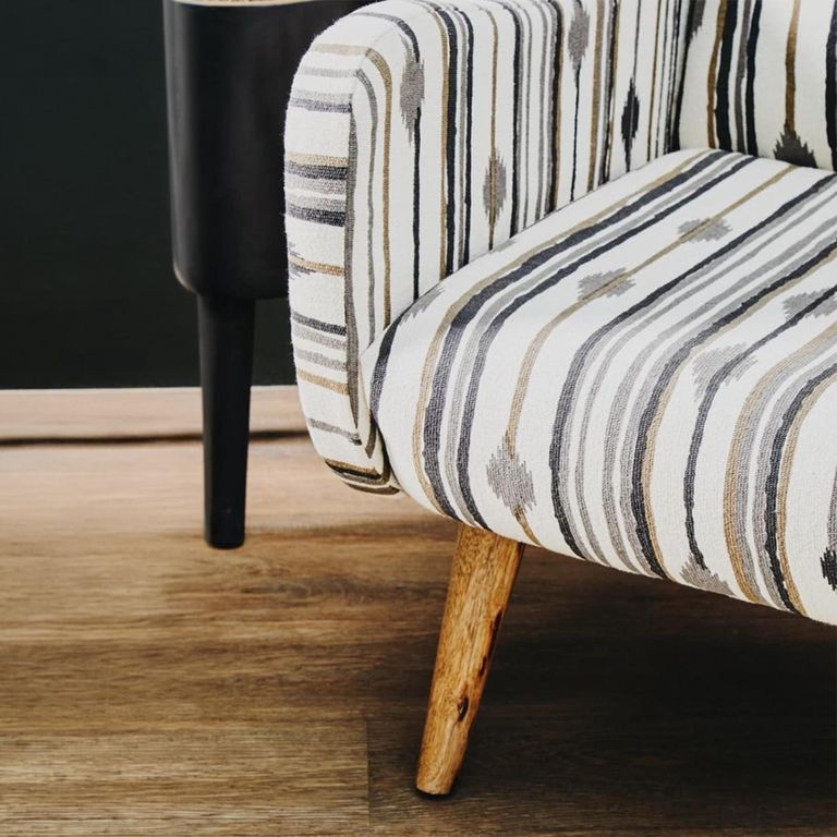 Cefena Armchair - White and Black Fabric with Straight Arms