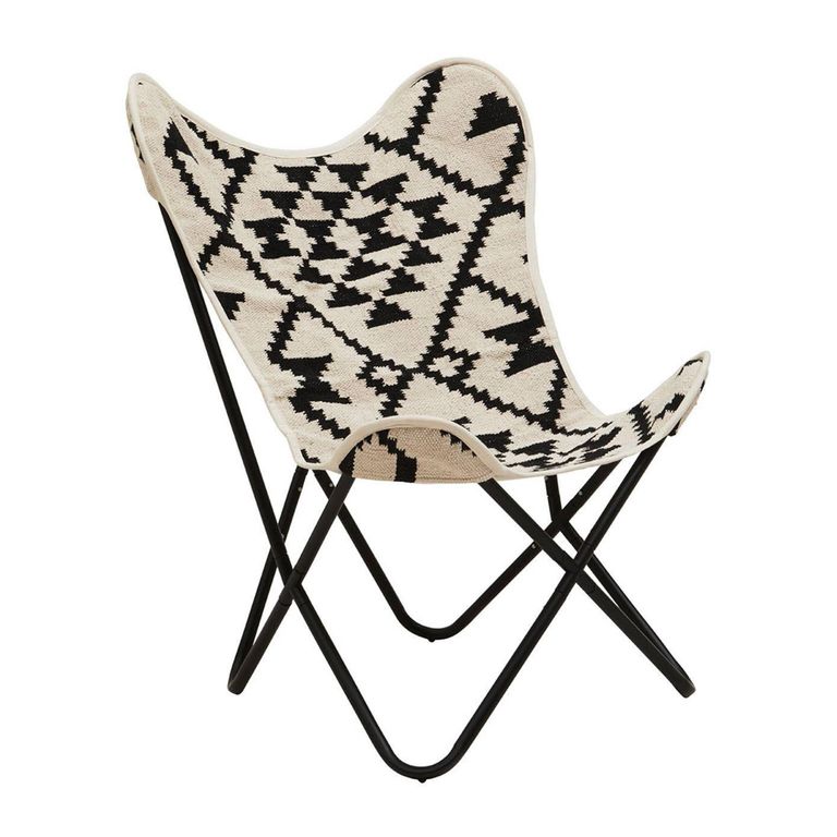 Cefena Butterfly Chair - Black and White Patterned Fabric