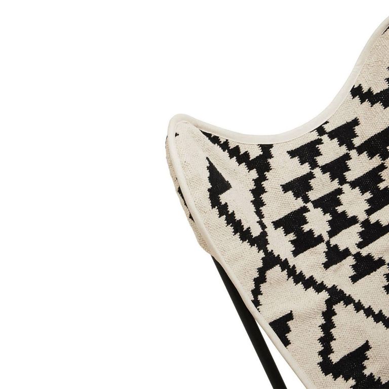 Cefena Butterfly Chair - Black and White Patterned Fabric