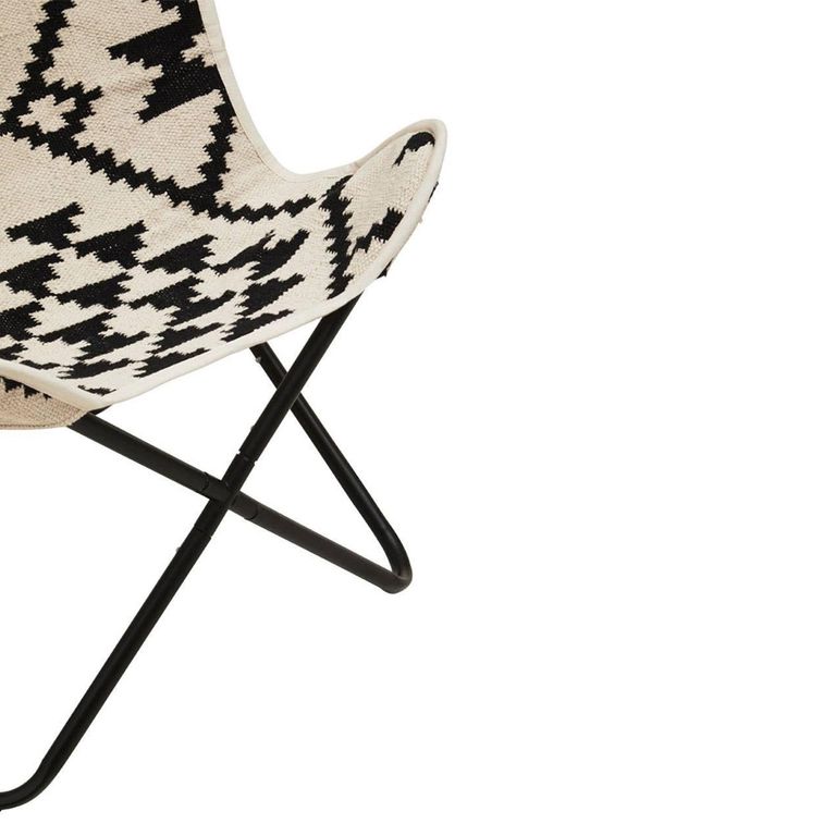 Cefena Butterfly Chair - Black and White Patterned Fabric