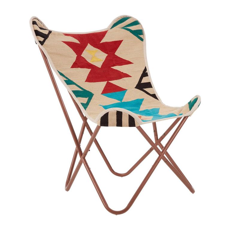 Cefena Butterfly Chair - Cream Fabric with Rose Gold
