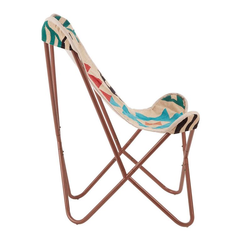Cefena Butterfly Chair - Cream Fabric with Rose Gold