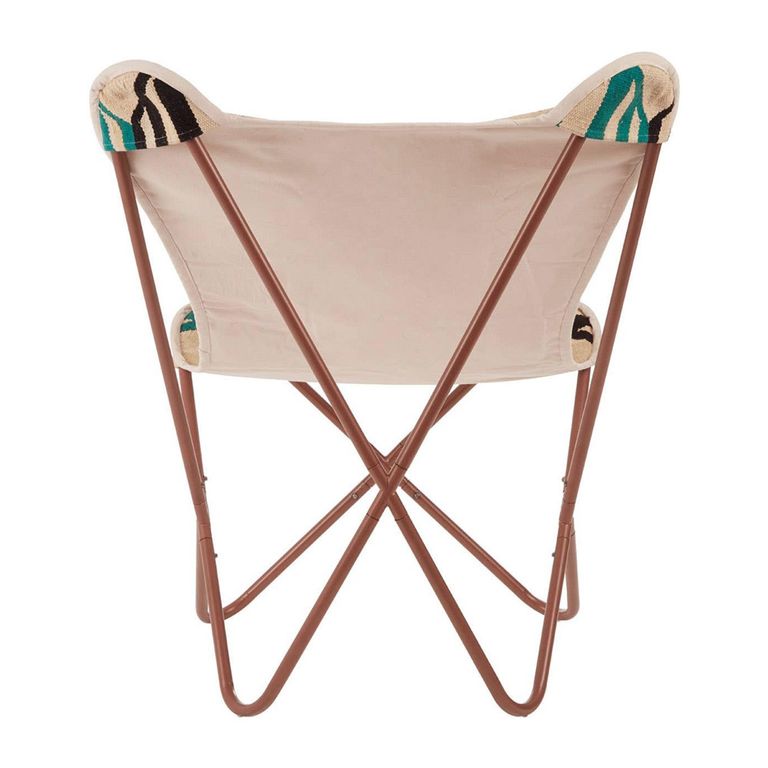 Cefena Butterfly Chair - Cream Fabric with Rose Gold