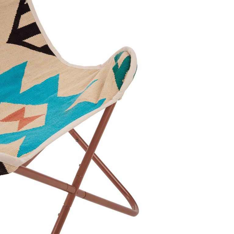 Cefena Butterfly Chair - Cream Fabric with Rose Gold