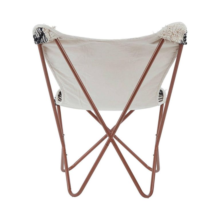Cefena Butterfly Chair - White and Black Fabric with Rose Gold
