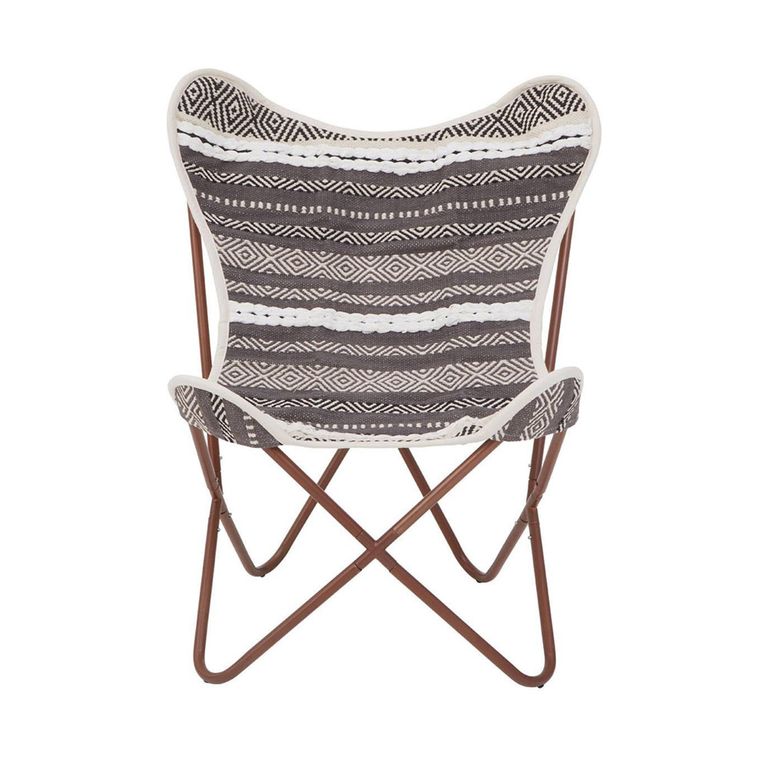 Cefena Butterfly Chair - White and Grey Fabric with Rose Gold