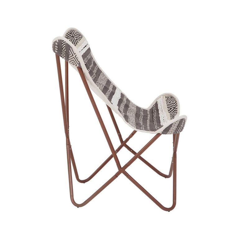 Cefena Butterfly Chair - White and Grey Fabric with Rose Gold