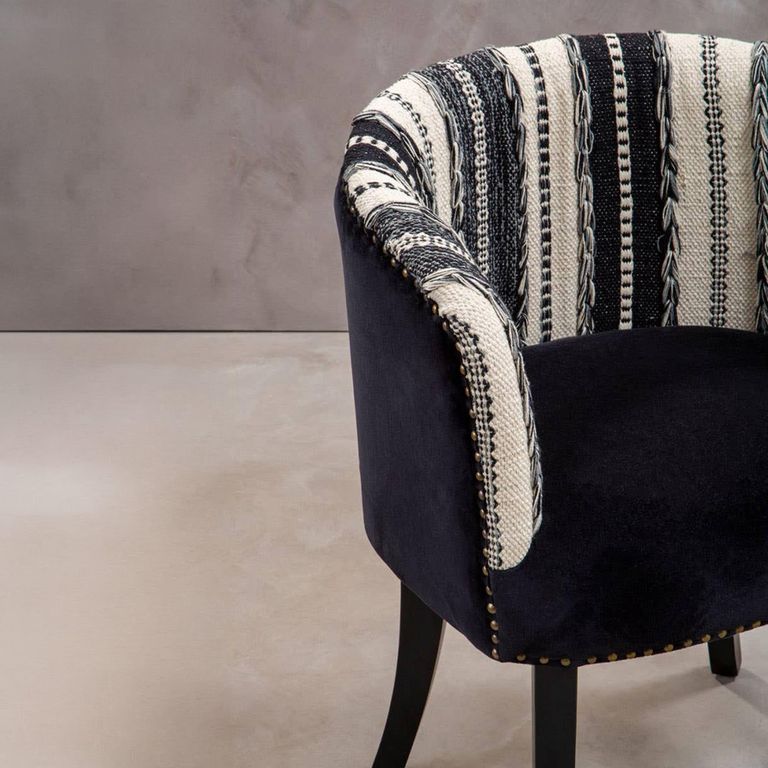 Cefena Chair - Black and White Fabric