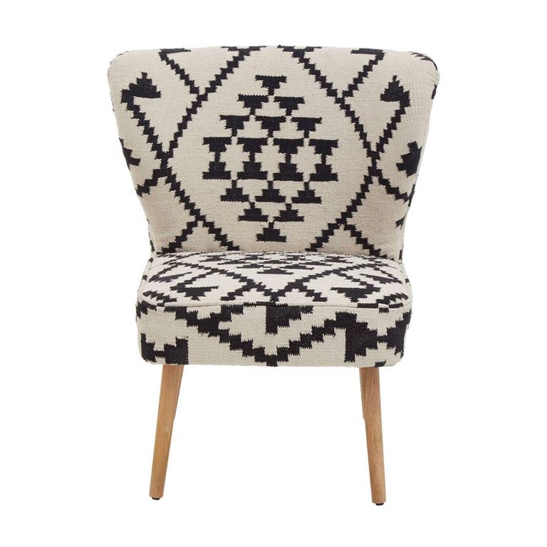 Cefena Chair - White and Black Fabric - Berber Style
