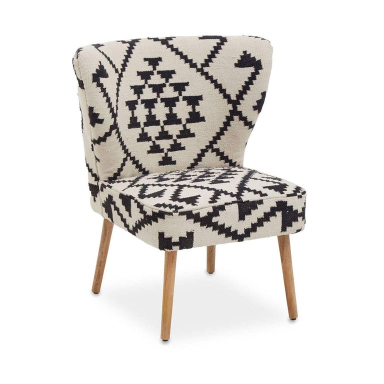 Cefena Chair - White and Black Fabric - Berber Style