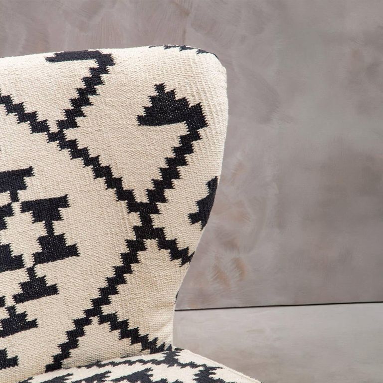 Cefena Chair - White and Black Fabric - Berber Style