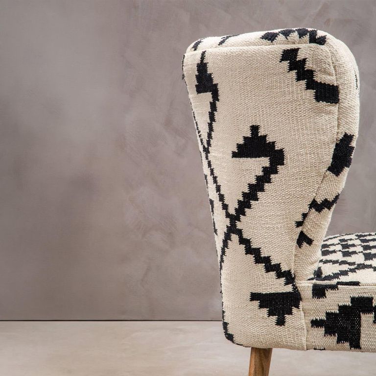 Cefena Chair - White and Black Fabric - Berber Style