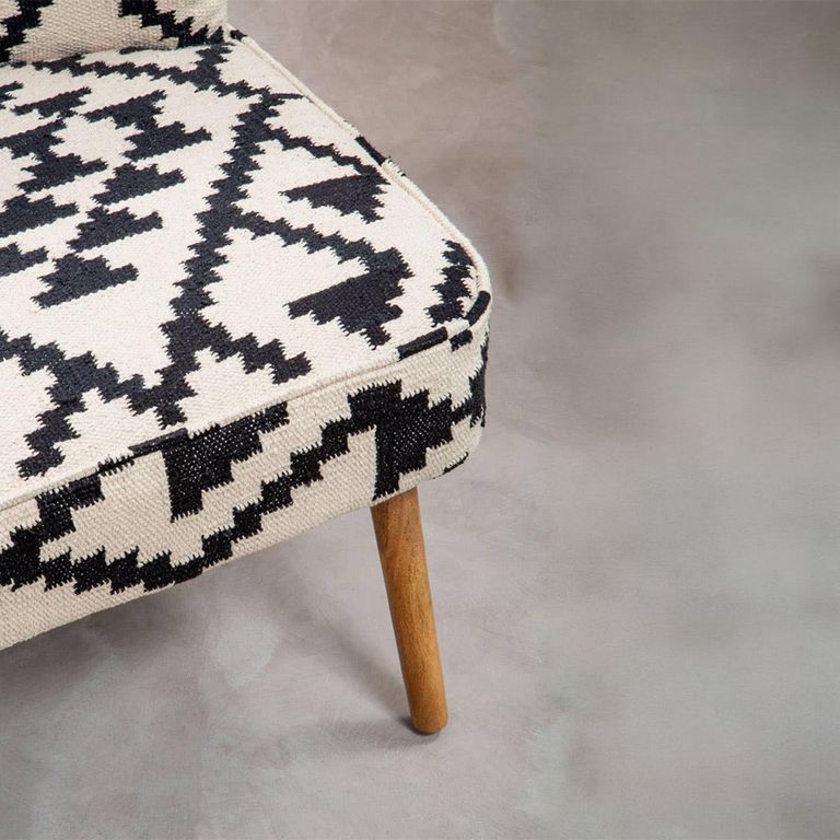 Cefena Chair - White and Black Fabric - Berber Style