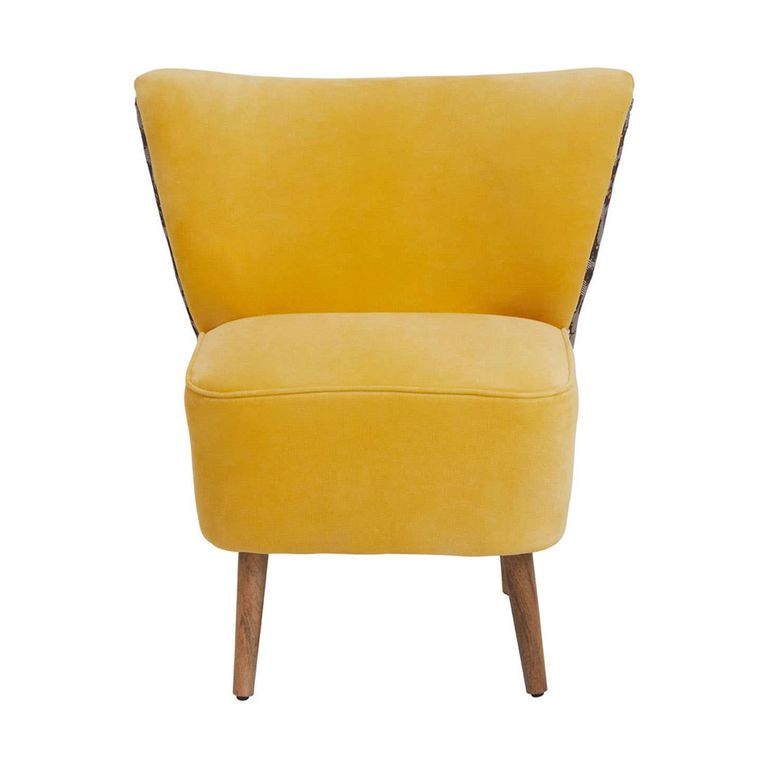 Cefena Chair - Yellow Velvet Fabric