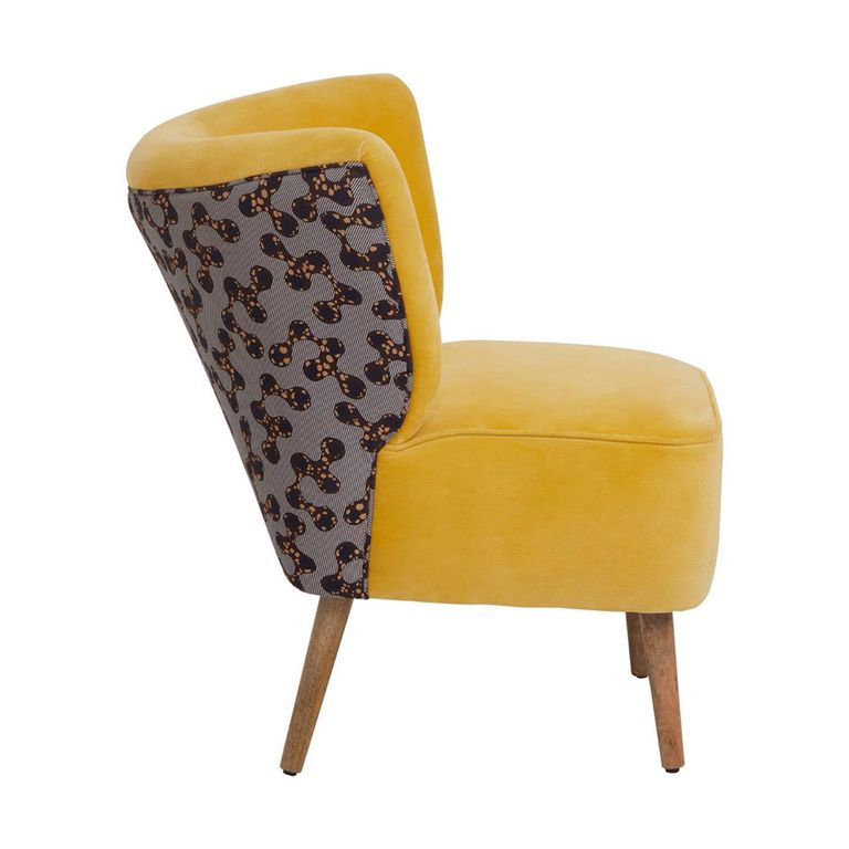 Cefena Chair - Yellow Velvet Fabric