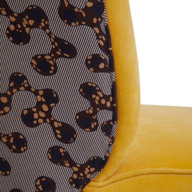 Cefena Chair - Yellow Velvet Fabric
