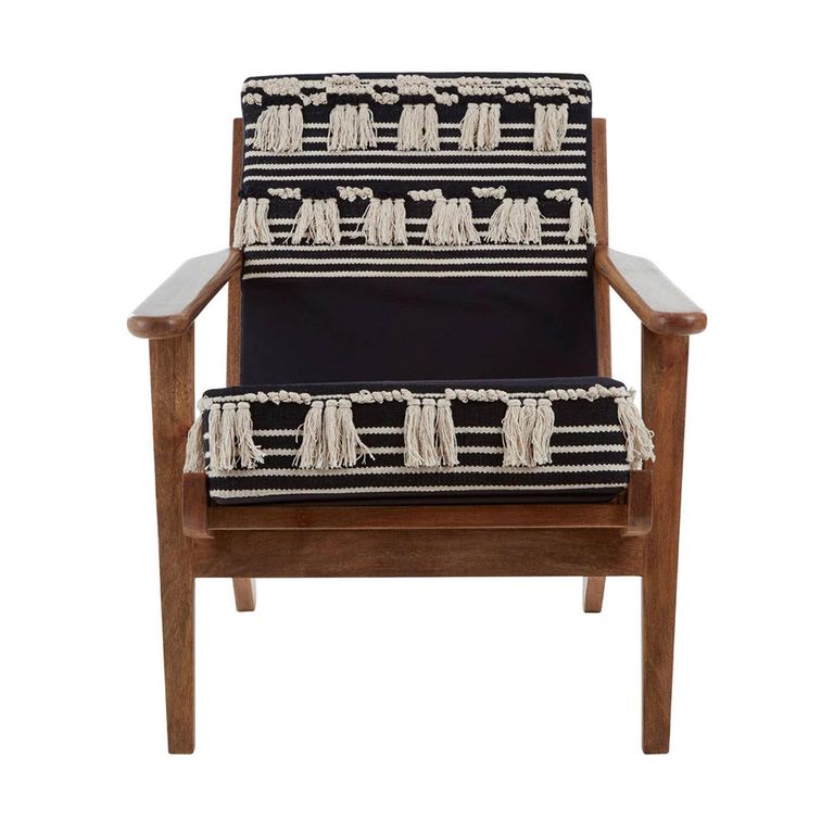 Cefena Lounge Chair - White and Black Fabric