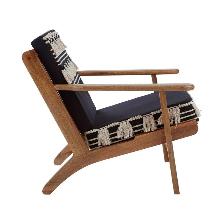 Cefena Lounge Chair - White and Black Fabric