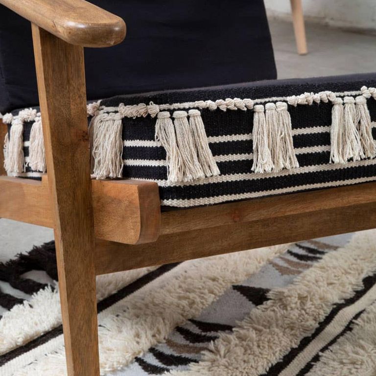 Cefena Lounge Chair - White and Black Fabric