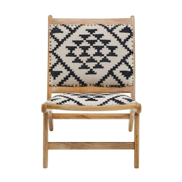 Cefena Lounge Chair - White and Black Fabric - Berber Style