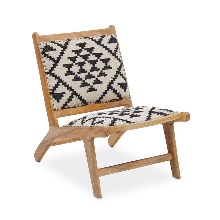 Cefena Lounge Chair - White and Black Fabric - Berber Style